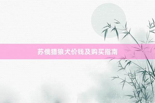 苏俄猎狼犬价钱及购买指南
